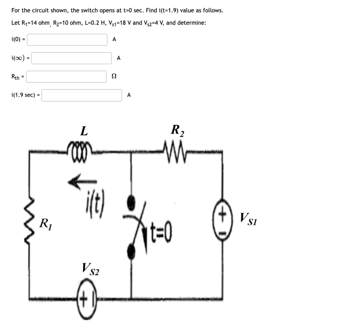 Solved For the circuit shown, the switch opens at t=0sec. | Chegg.com