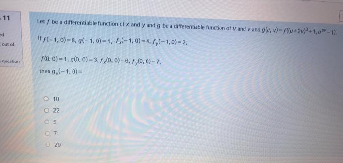 Solved 11 Let F Be A Differentiable Function Of X And Y Chegg Com