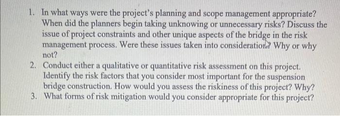 Solved 1. In what ways were the project's planning and scope | Chegg.com