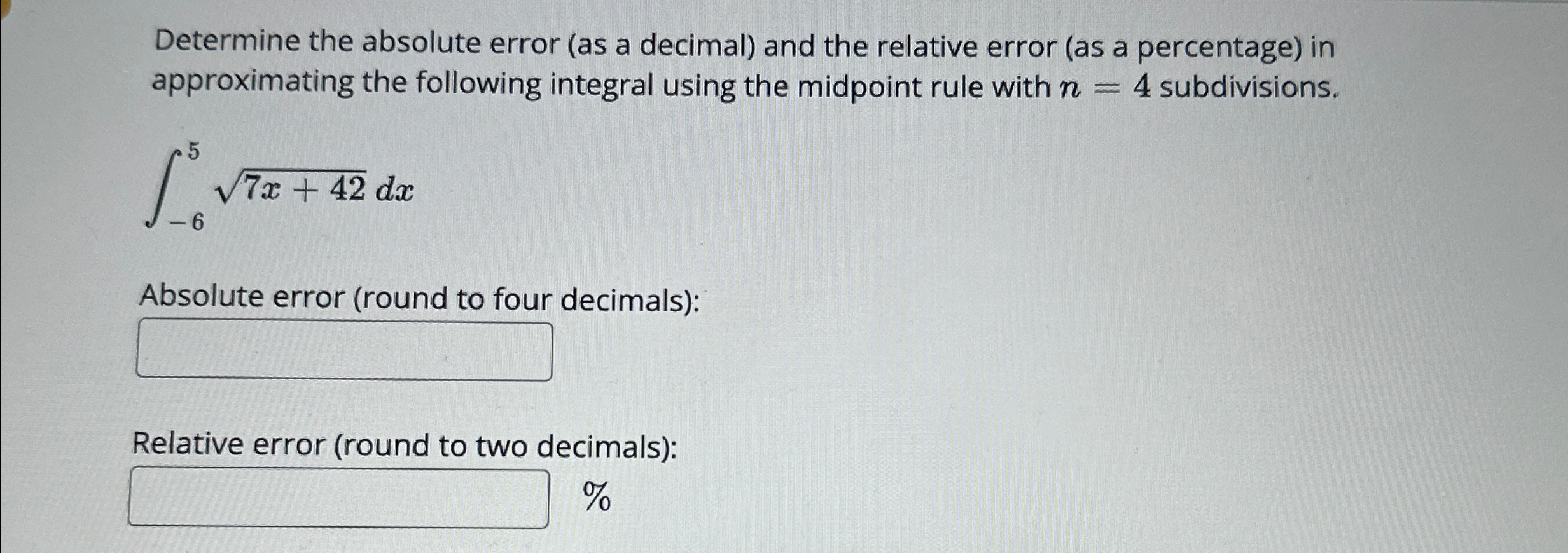 Solved Determine the absolute error (as a decimal) ﻿and the | Chegg.com