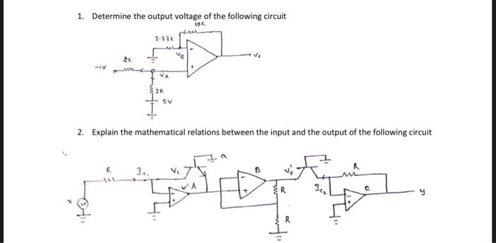 Solved 1. Determine the output voltage of the following | Chegg.com