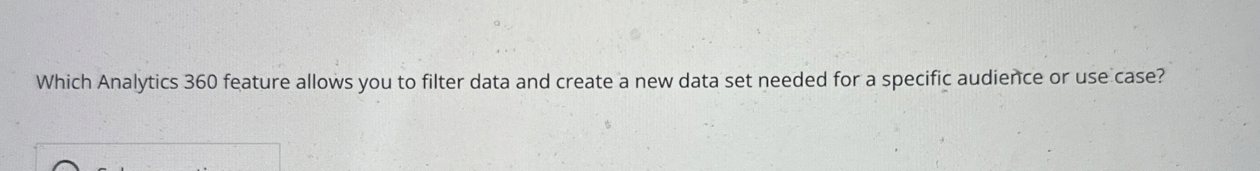 Solved Which Analytics 360 ﻿feature allows you to filter | Chegg.com