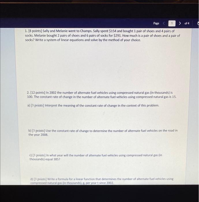 Solved Page > of 4 1. [8 points) Sally and Melanie went to | Chegg.com