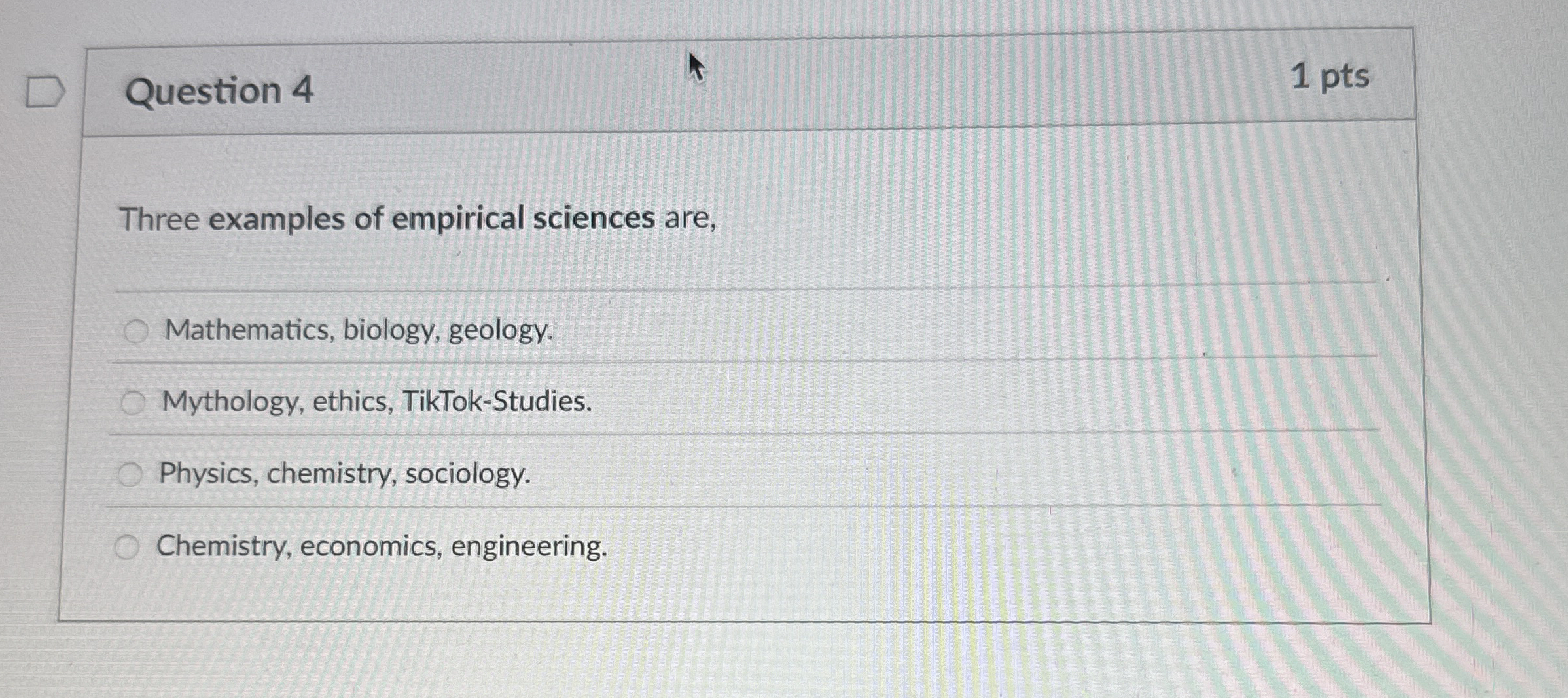 Question 41 ﻿ptsThree examples of empirical sciences | Chegg.com