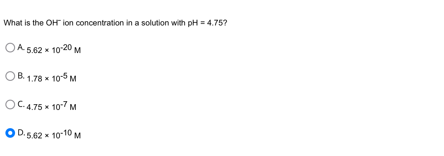 Solved What is the OH-ion concentration in a solution with | Chegg.com