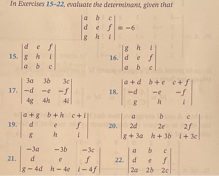 Solved In Exercises 15-22, Evaluate The Determinant, Given | Chegg.com