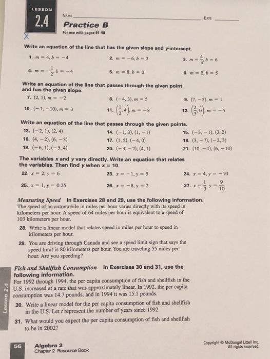 Solved LESSON DATE 2.4 NAME Practice B For Use With Pages | Chegg.com