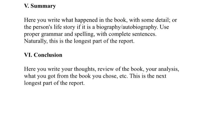 how to write a proper book report