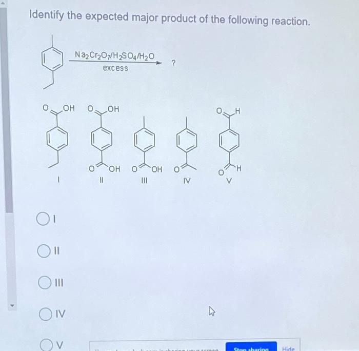 Solved Identify the expected major product of the following | Chegg.com