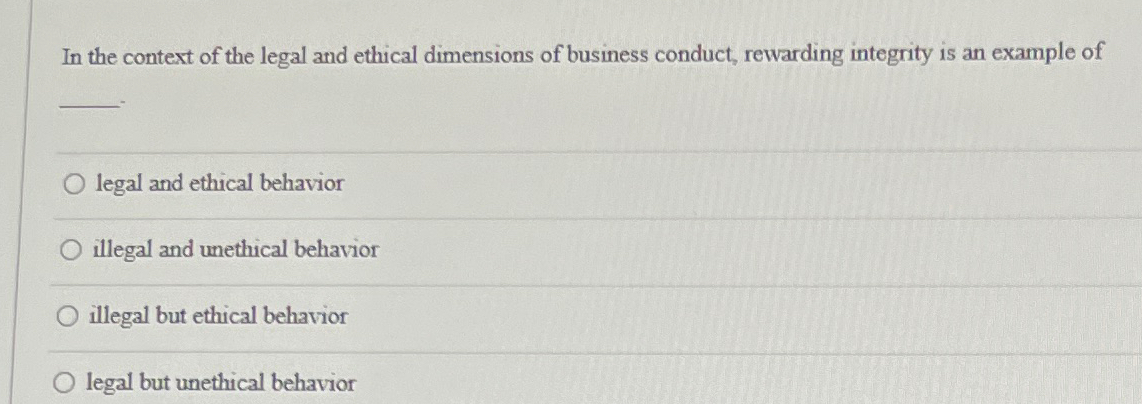 Solved In the context of the legal and ethical dimensions of | Chegg.com