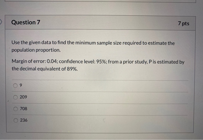Solved Question 7 7 pts Use the given data to find the | Chegg.com