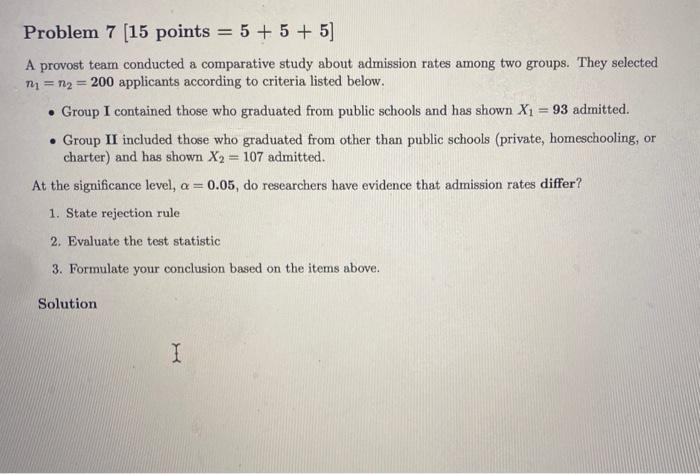 Solved Problem 7 (15 points = 5 + 5 + 5] A provost team | Chegg.com