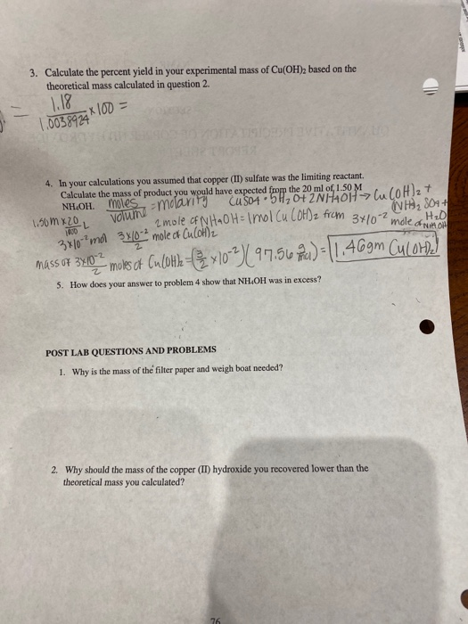 3 Calculate The Percent Yield In Your Experimental Chegg 3 Calculate The Percent Yield In Your Experimental Chegg
