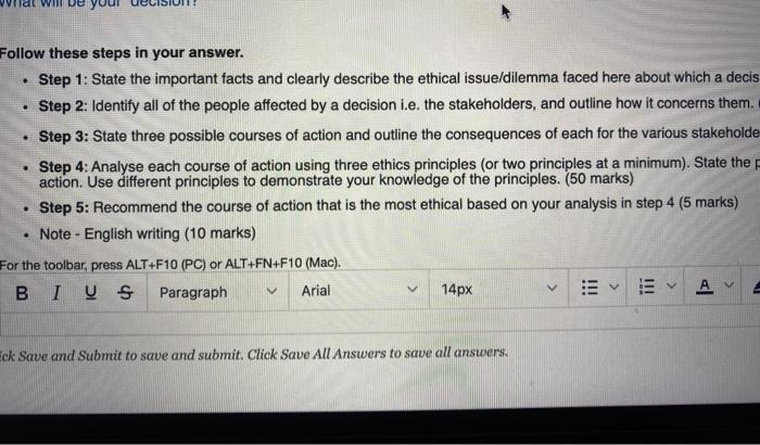 Solved Ethical Dilemma You will be given 60 minutes to | Chegg.com