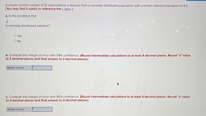 Solved A simple random sample of 12 observations is derived | Chegg.com