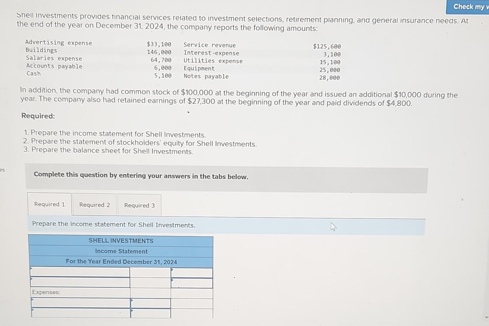 Shell Income Statement Solved Shell Investments provides tınancial services related | Chegg.com