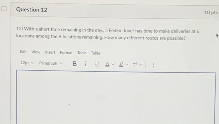 Solved D Question 12 10 pts 12) With a short time remaining | Chegg.com