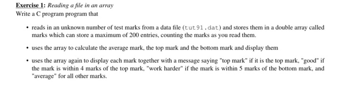 Solved Exercise 1: Reading a file in an array Write a C | Chegg.com