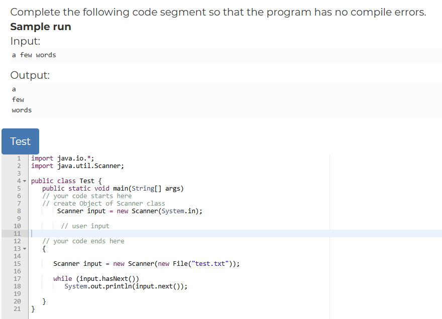 A Programming Code Completed Solved Complete the following code segment so that the | Chegg.com