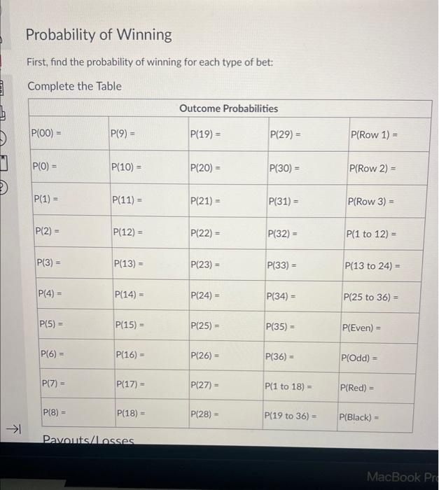 Solved Probability of Winning First, find the probability of | Chegg.com