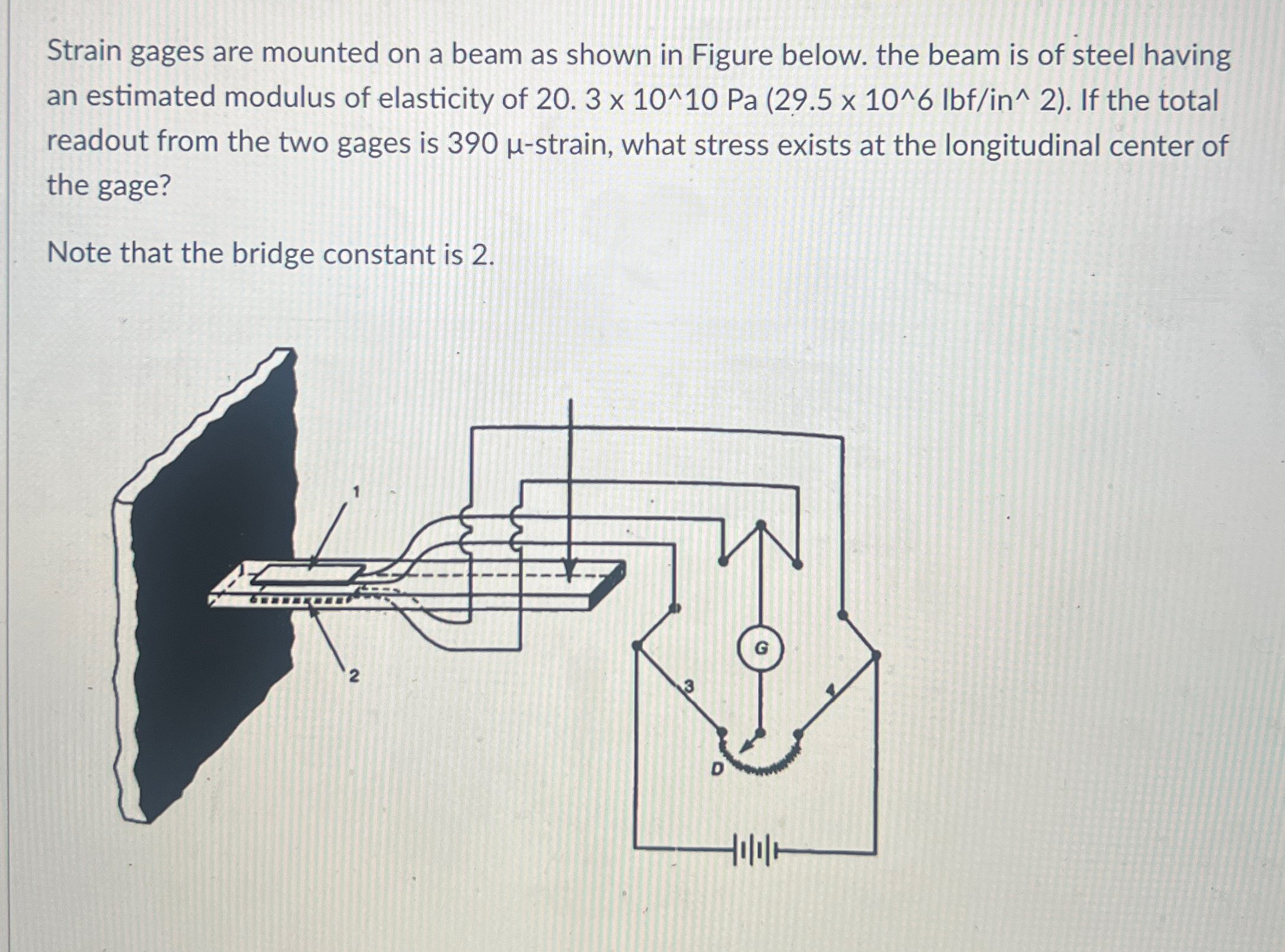 Solved Strain gages are mounted on a beam as shown in Figure | Chegg.com