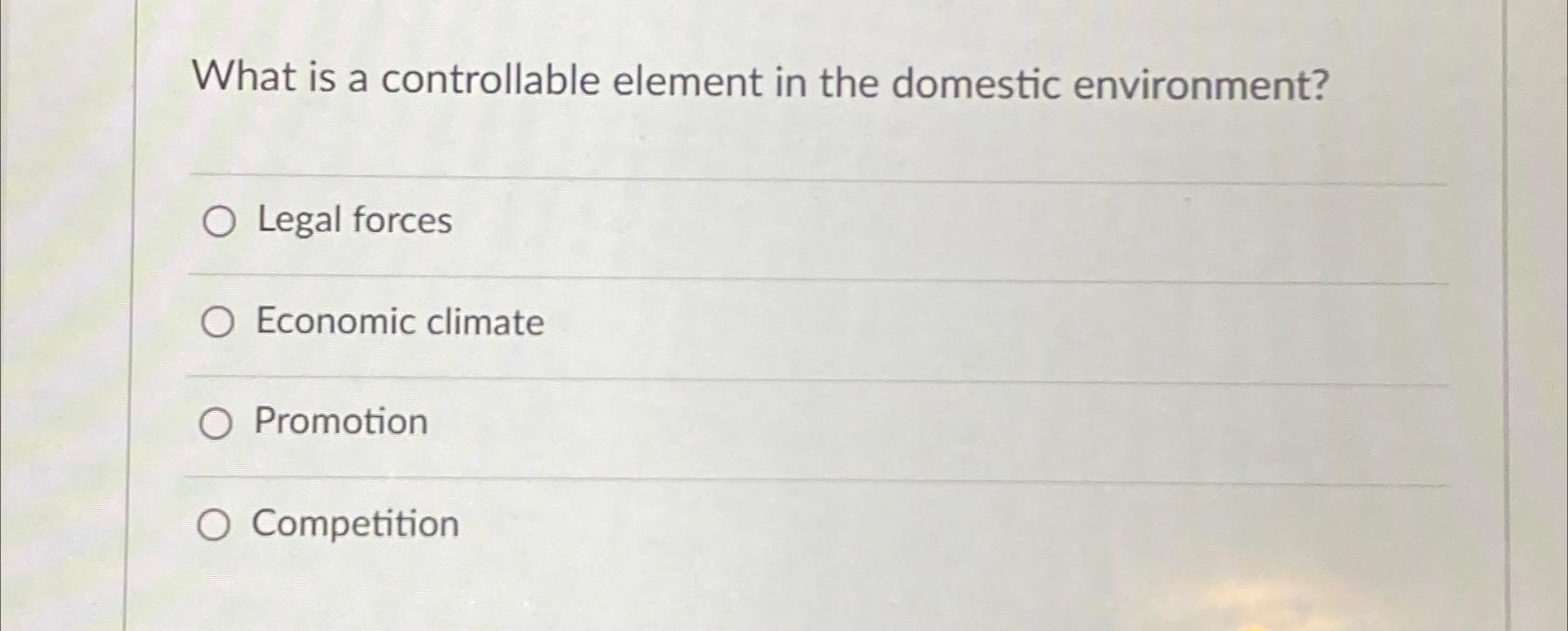 Solved What is a controllable element in the domestic | Chegg.com