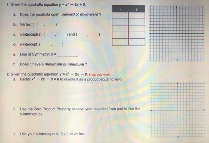 Solved 1 Given The Quadratic Equation Y X 6x 5 A Does Chegg Com