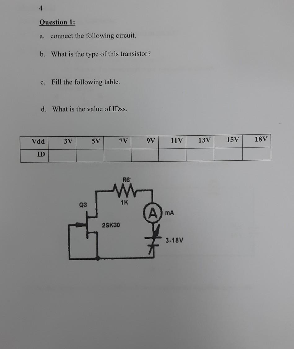 Solved 4 Question 1: A. Connect The Following Circuit. B. | Chegg.com