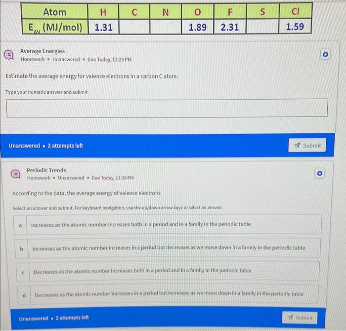 Solved Average Energies Homework - Unanswered - Due Today, | Chegg.com