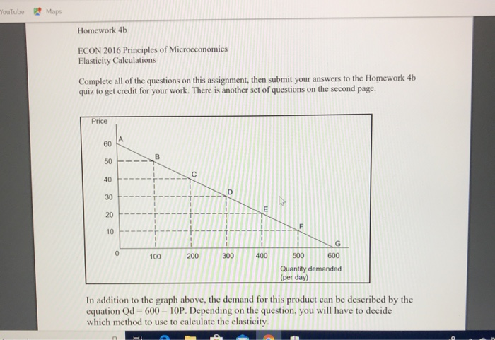 Solved "YouTube Maps Homework 4b ECON 2016 Principles Of | Chegg.com