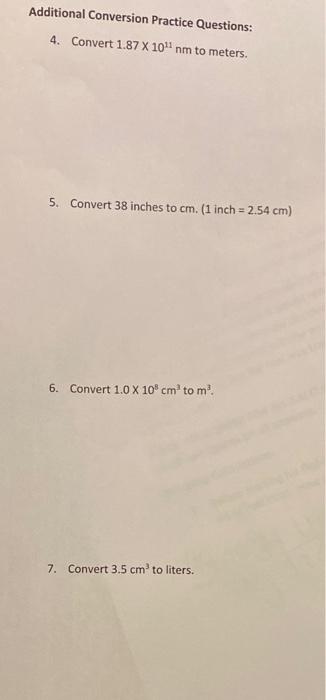 Solved Additional Conversion Practice Questions 4. Convert Chegg