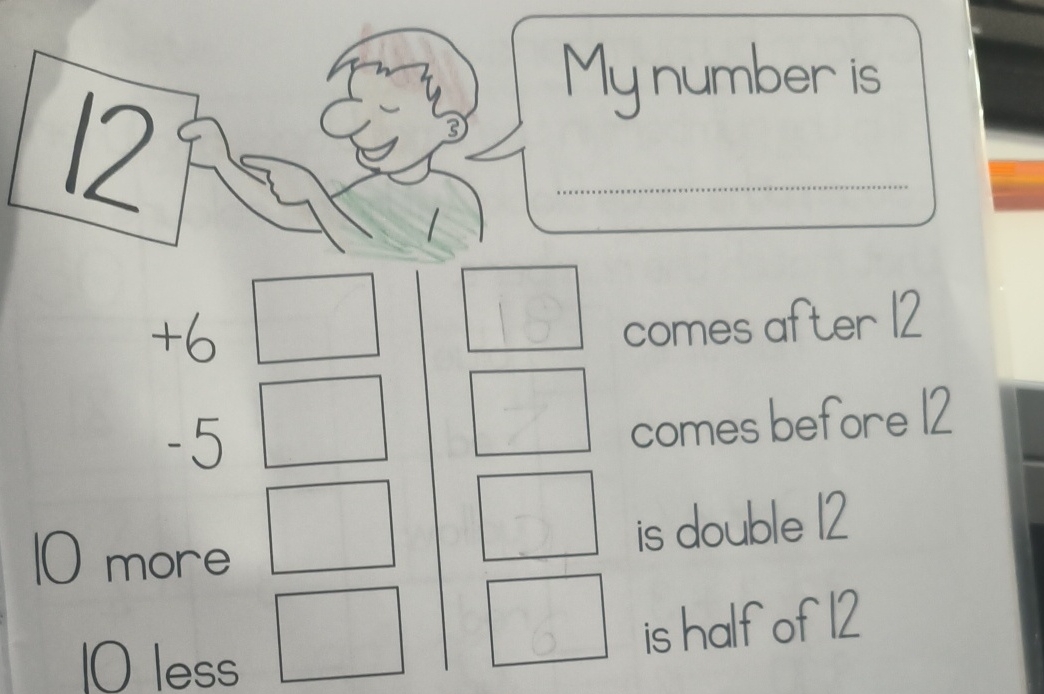 Solved Mynumber is+6comes after 12-5comes before 12moreis | Chegg.com