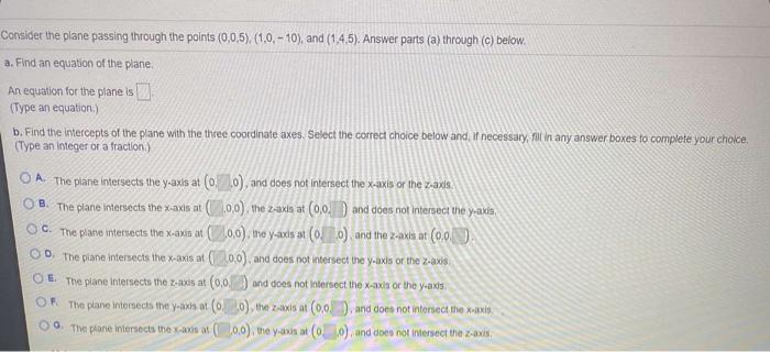Solved Consider the plane passing through the points | Chegg.com