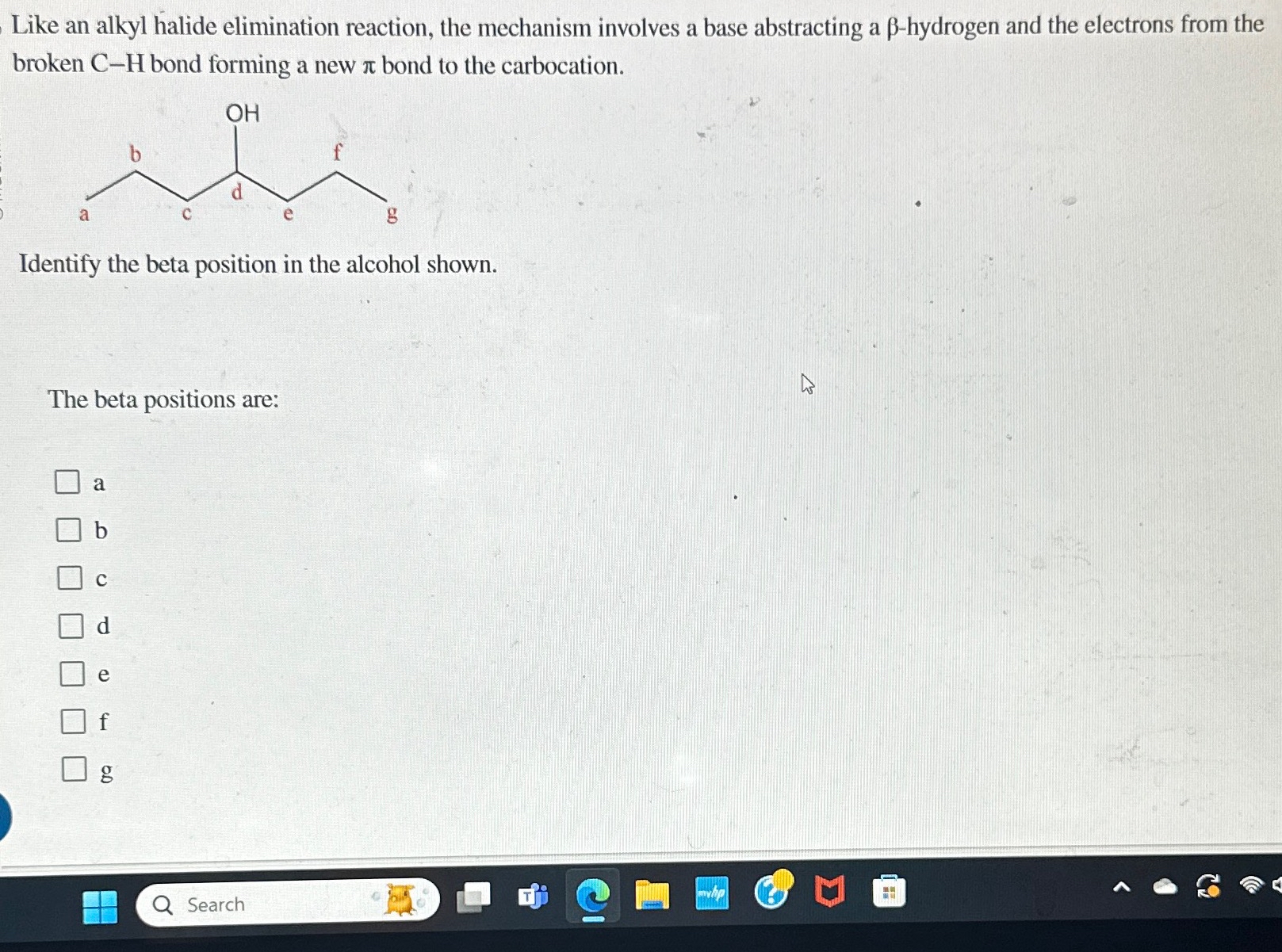 Solved Like an alkyl halide elimination reaction, the | Chegg.com