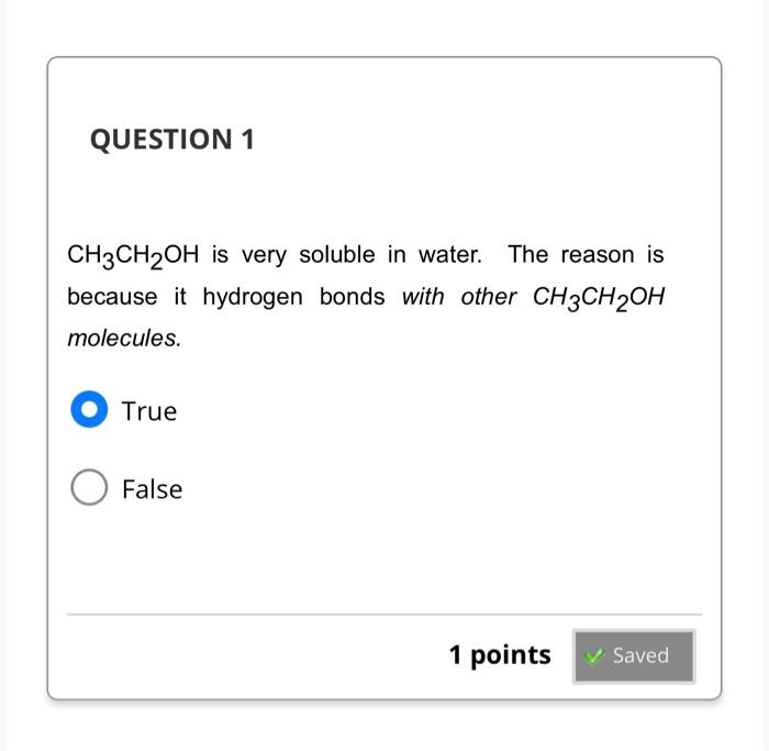 Solved 1-CHCH2OH is very soluble in water. The reason is | Chegg.com