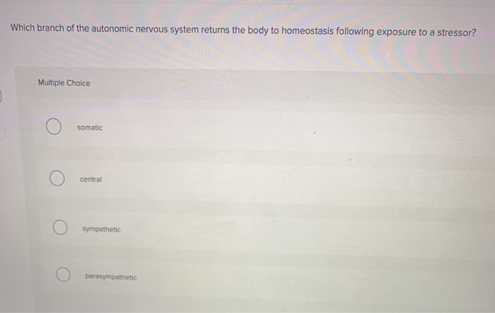 Solved Which branch of the autonomic nervous system returns | Chegg.com