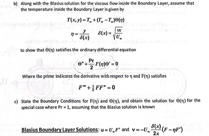 Solved Along With The Blasius Solution For The Viscous Flow | Chegg.com