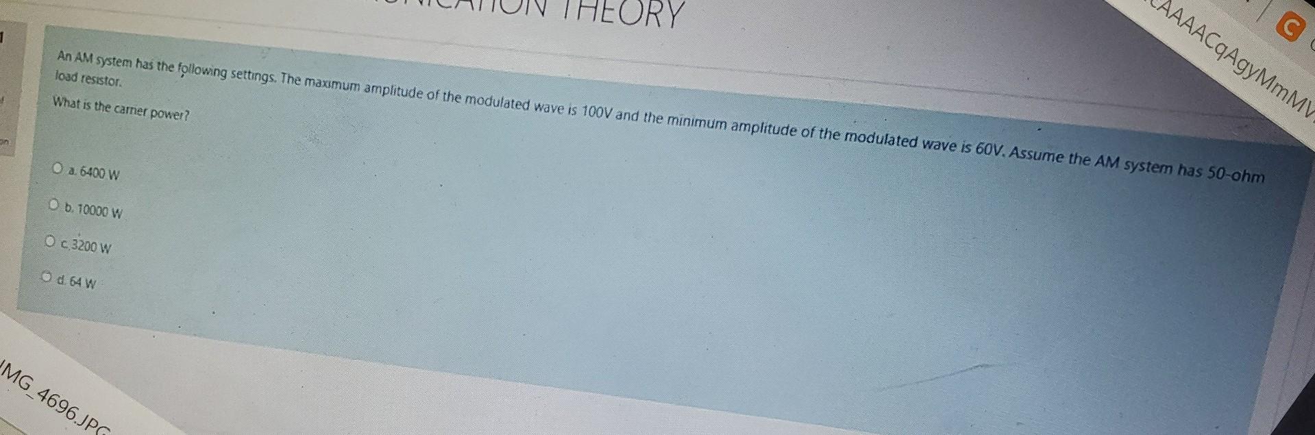 Solved An AM system has the following settings. The maximum | Chegg.com