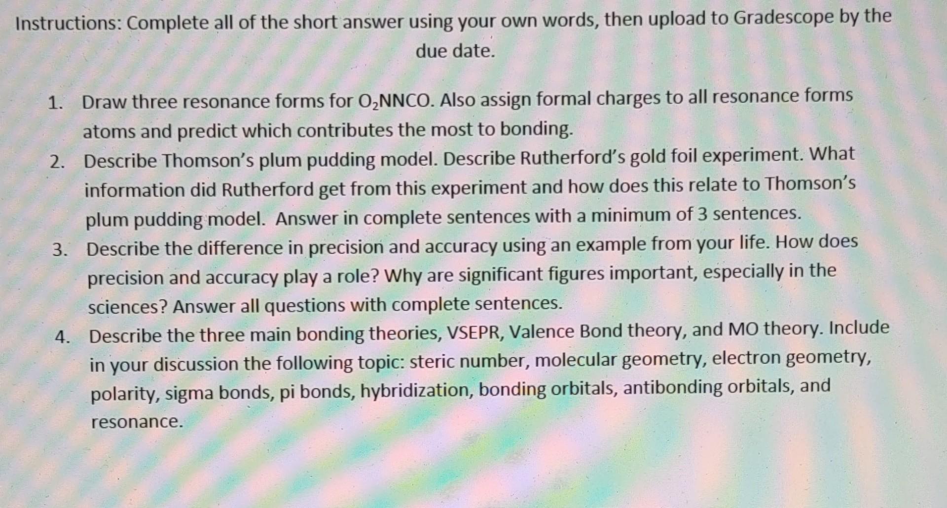 Solved Instructions: Complete all of the short answer using | Chegg.com