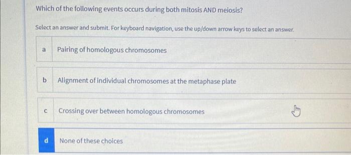 Solved Which of the following events occurs during both | Chegg.com