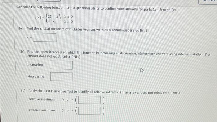 Solved Consider The Following Function Use A Graphing