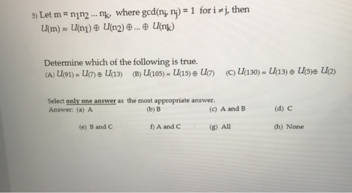 Solved 5 Let M Nin2 Nk Where Gcd Nj N 1 For Chegg Com