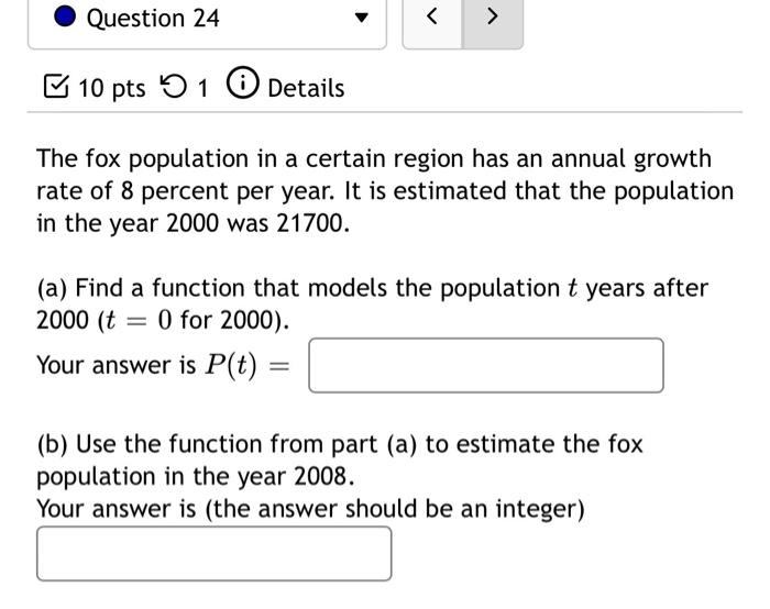 Solved The fox population in a certain region has an annual | Chegg.com