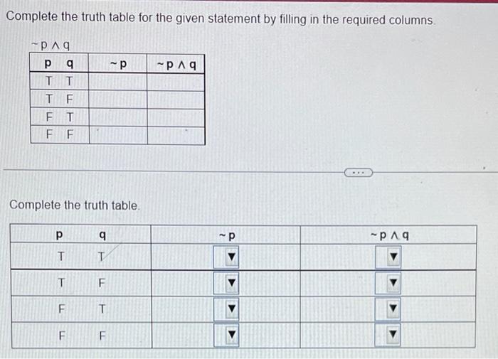 Solved Complete the truth table for the given statement by | Chegg.com
