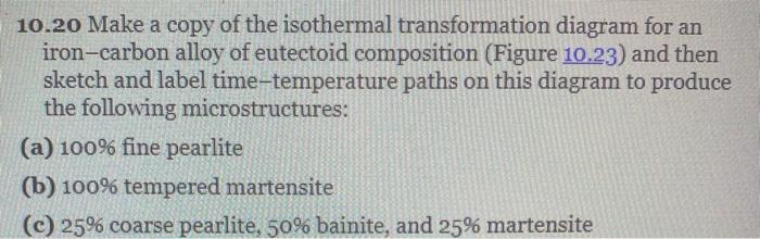 Solved 10.20 Make a copy of the isothermal transformation | Chegg.com