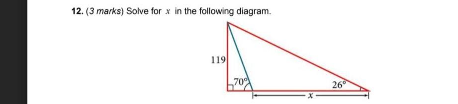 Solved 12. (3 marks) Solve for x in the following diagram. | Chegg.com