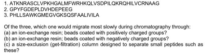 Solved Three Polypeptides, The Sequences Of Which Are | Chegg.com