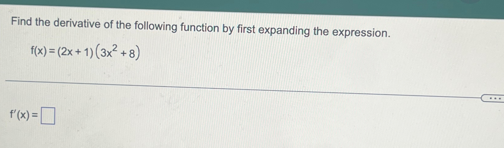 Solved Find the derivative of the following function by | Chegg.com