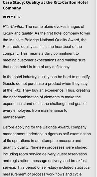 the ritz carlton hotel company case study solution