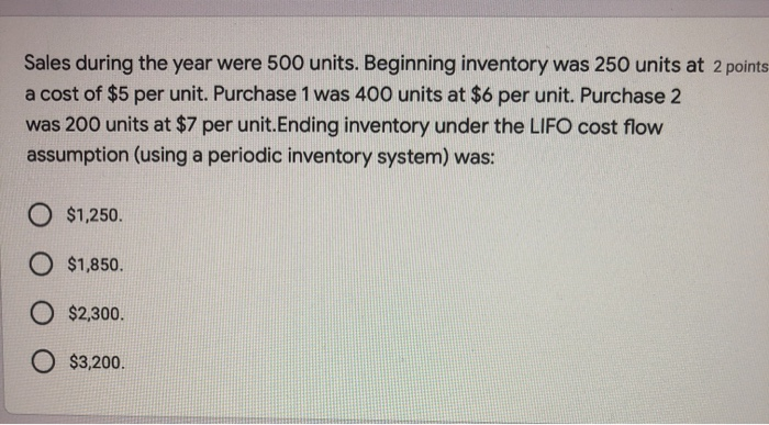 Solved Sales during the year were 500 units. Beginning | Chegg.com